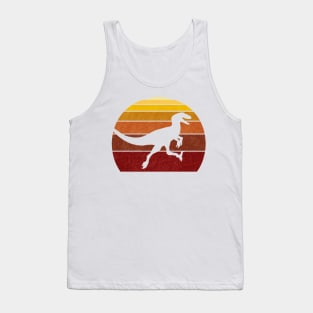 Utahraptor or Velociraptor Synthwave Sunset Sunrise Dinosaur Tank Top